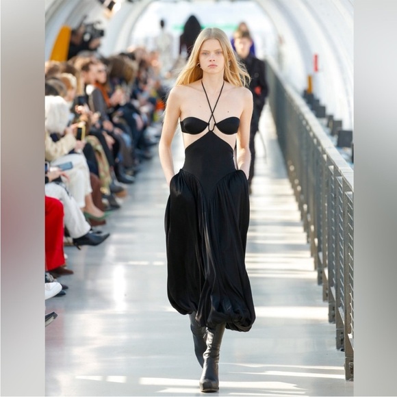 NWT Stella McCartney Runway Halter Neck Cut Out Midi Dress Black Sz 42